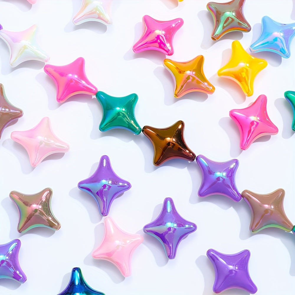 25x29mm 10pcs Mix Color Four-Point Star Acrylic Beads