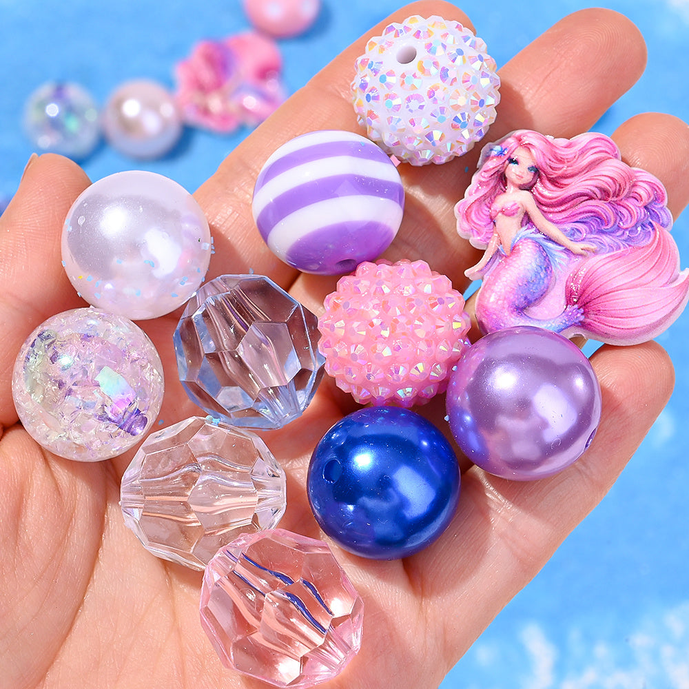 25pcs/set Mermaid Princess Acrylic Beads Set