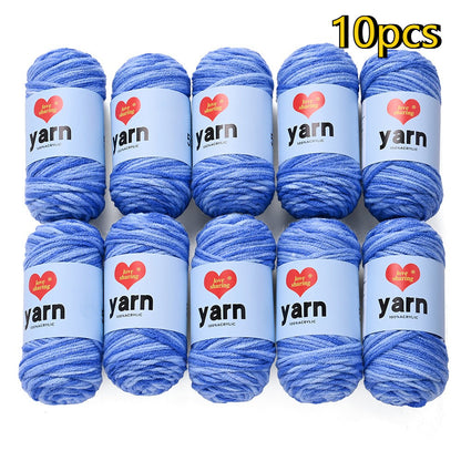 10PCS 10×4cm Rainbow Gradient Polyester Knitting Yarn