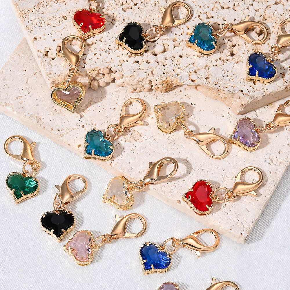 Colorful Crystal Heart Pendant Charms