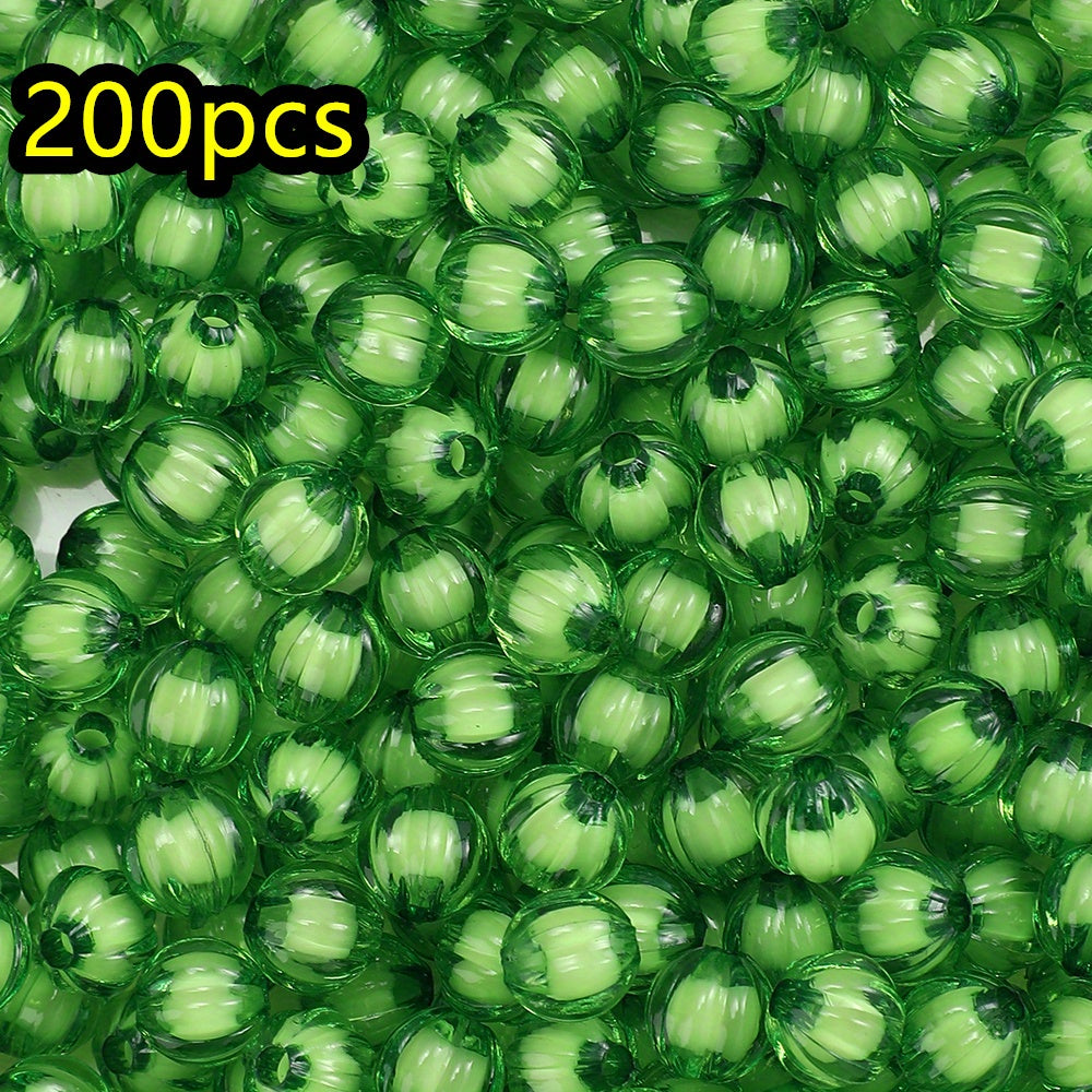 100/200pcs 8/10mm Transparent Inner Color Pumpkin Acrylic Beads