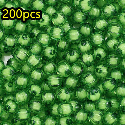 100/200pcs 8/10mm Transparent Inner Color Pumpkin Acrylic Beads