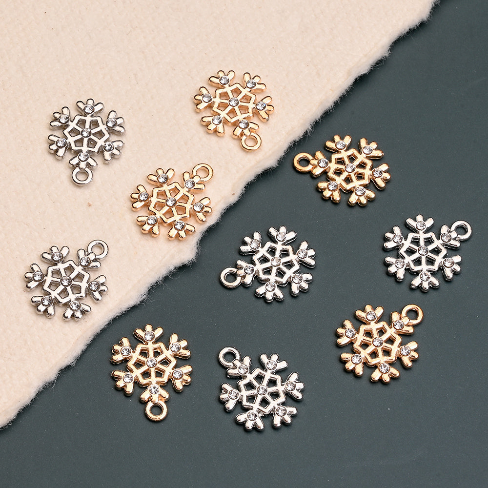 Christmas Rhinestone Snowflake Pendant Charms