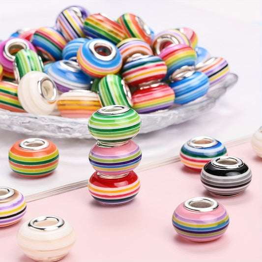 Rainbow Striped Resin Beads