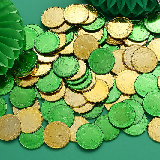 Irish Color Clover Plastic Coins