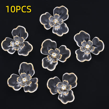 10pcs 36x39mm Double-Layer Transparent Floral Acrylic Patch Beads