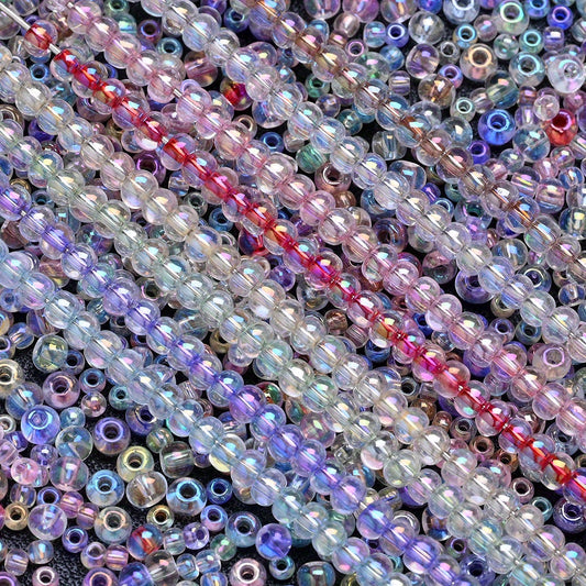 500/1000pcs 2/3mm Transparent Dyed Core Glass Rice Beads