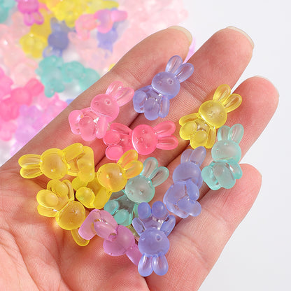 30pcs Mixed Color Rainbow Rabbit Acrylic Beads
