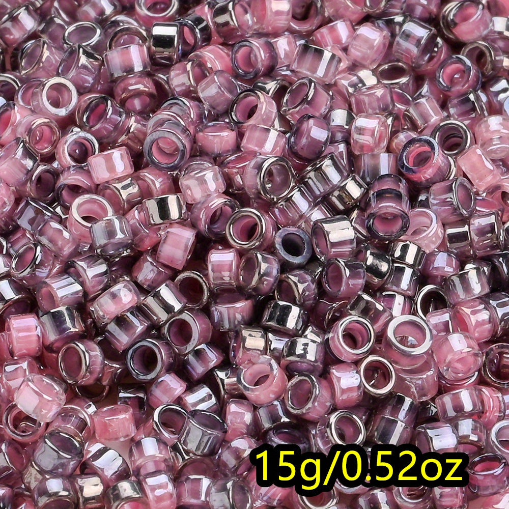 15g/bag 2mm Colorful Cylindrical Glass Seed Beads