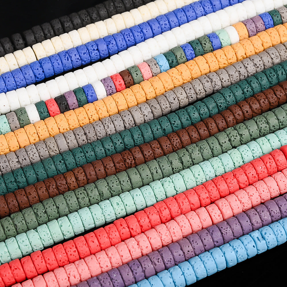 Rough Textured Flat Cylindrical Stone Spacer Bead