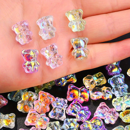 20PCS 15×12mm Transparent AB Bear Glass Spacer Beads