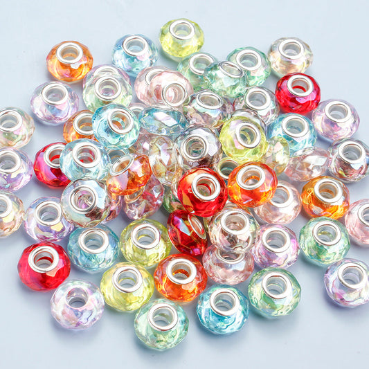 Mixed Color Faceted Acrylic Large Hole Beads