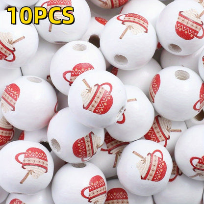 10pcs/set 16mm Christmas Wooden Beads