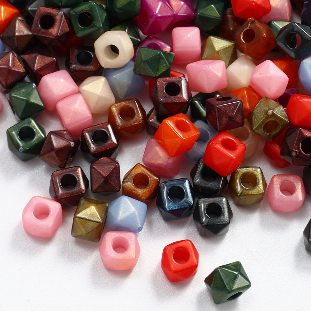 Mixed Color Square Polygonal Acrylic Beads
