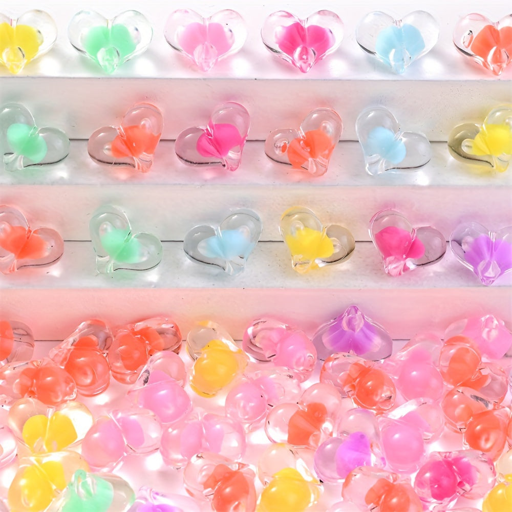 Peach Heart Acrylic Beads