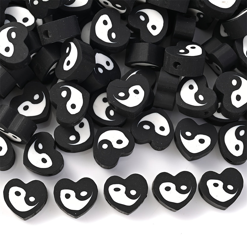 Black and White Tai Chi Polymer Clay Beads