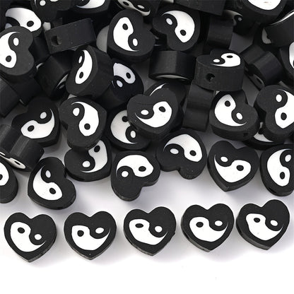Black and White Tai Chi Polymer Clay Beads