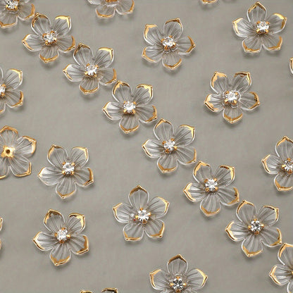 20pcs/set Transparent Flower Petal Acrylic Flatback Beads