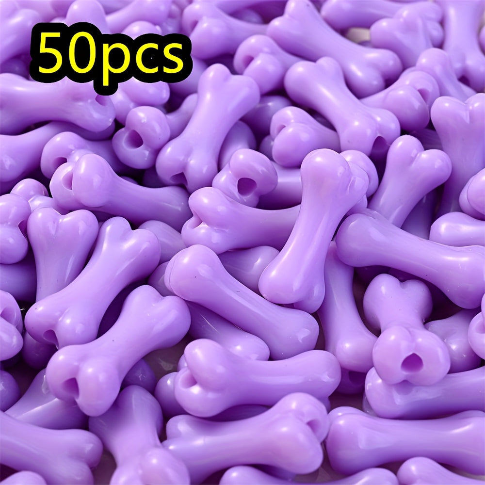50pcs/set 9x20mm Colorful Bone-Shaped Acrylic Beads