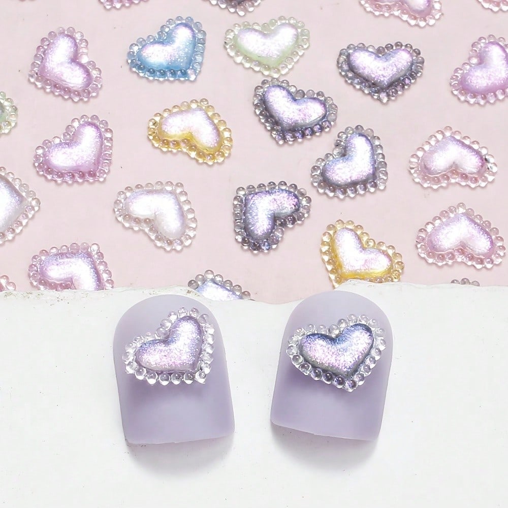 Glitter Lace Heart Resin Patches
