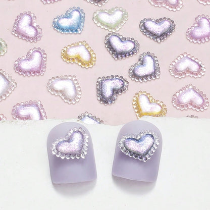 Glitter Lace Heart Resin Patches