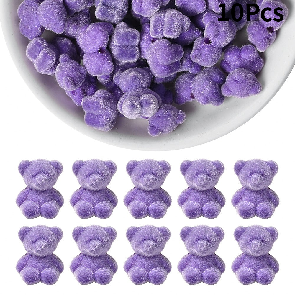Flocked Bear Resin Beads