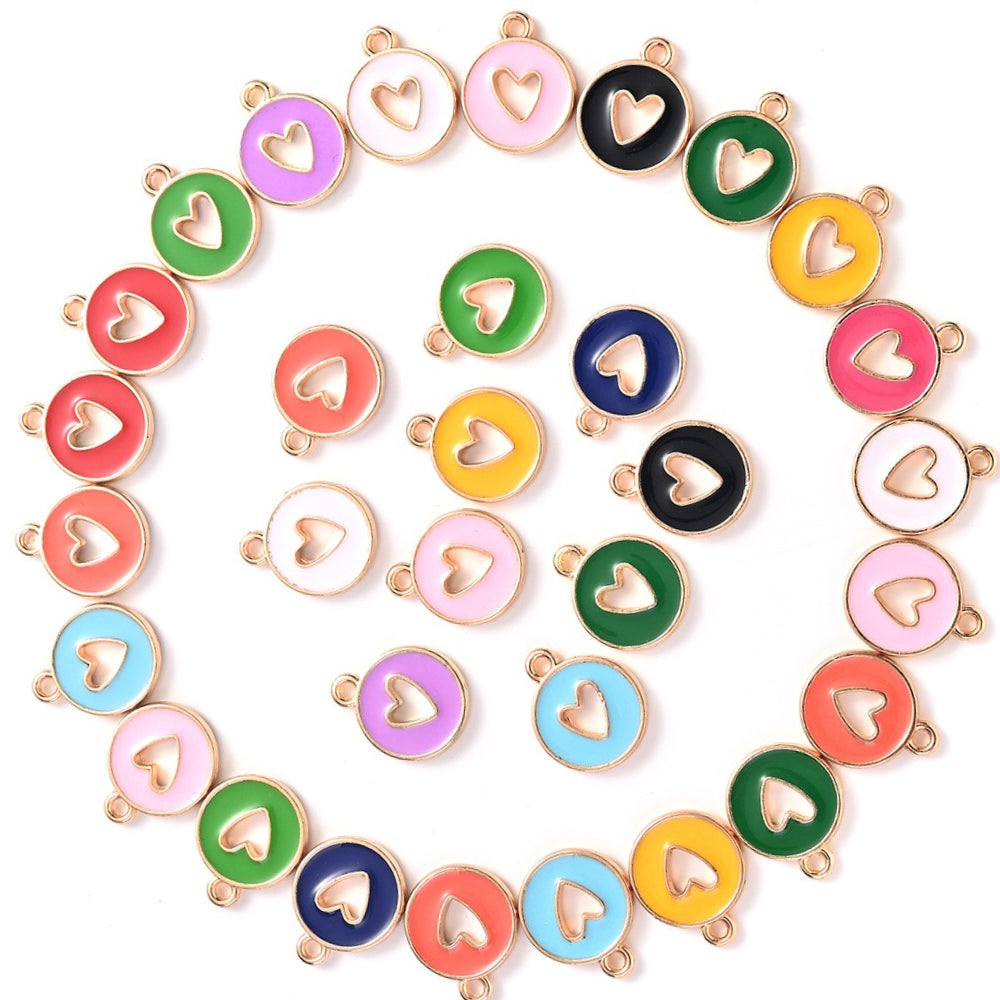 Valentine's Day Round Openwork Heart Alloy Charms