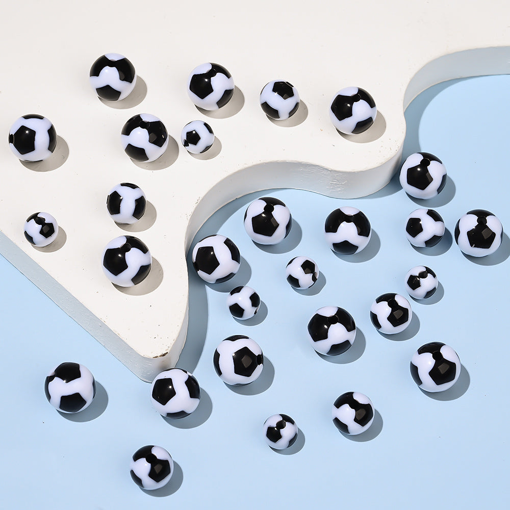 30/50/100pcs 8/10/12mm Acrylic Soccer Beads