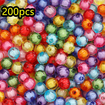100/200pcs 8/10mm Transparent Inner Color Pumpkin Acrylic Beads