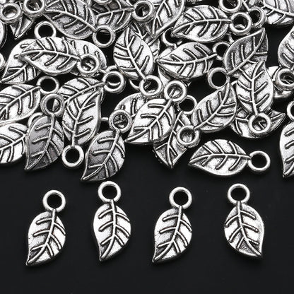 Golden Leaf Alloy Pendant Charms