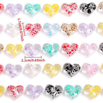 Starry Sky Heart Acrylic Beads