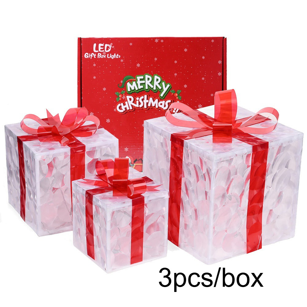 3-Piece Warm Light Christmas Gift Box Decorations
