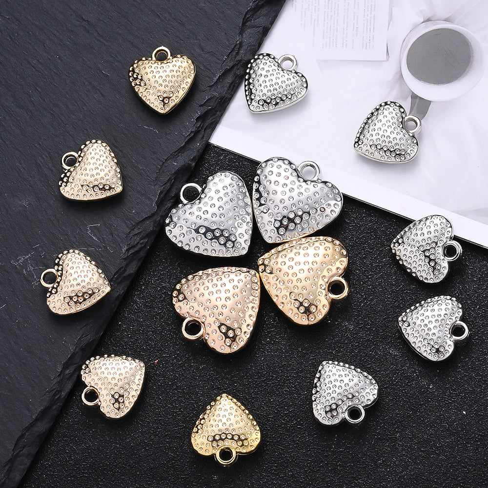 Polka Dot Striped Heart CCB Pendants