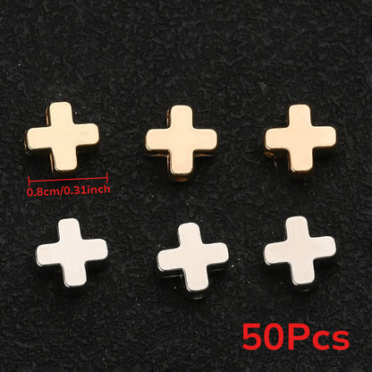 Gold & Silver CCB Cross Spacer Beads