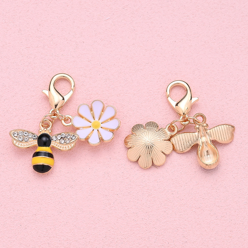 Yellow Bee and Flower Keychain with Thank You Card