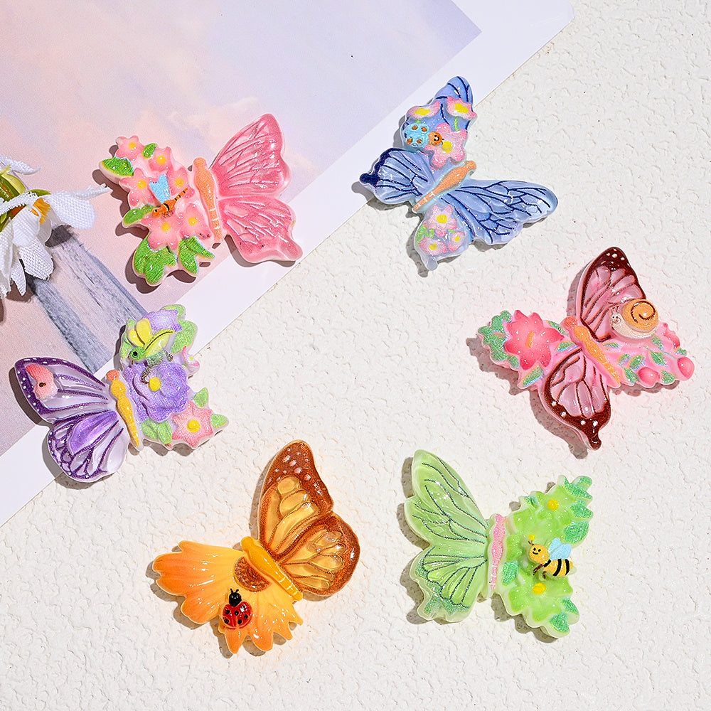 10PCS 22×26mm Colorful Butterfly Resin Flatback Embellishment Set