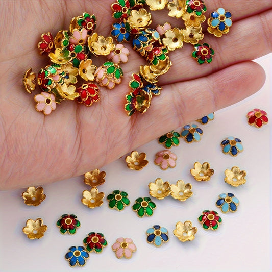 100pcs 7mm Vintage 6-Petal Flower Alloy Spacer Beads
