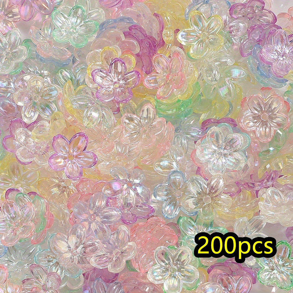 200pcs 12mm UV Color Flower Acrylic Beads