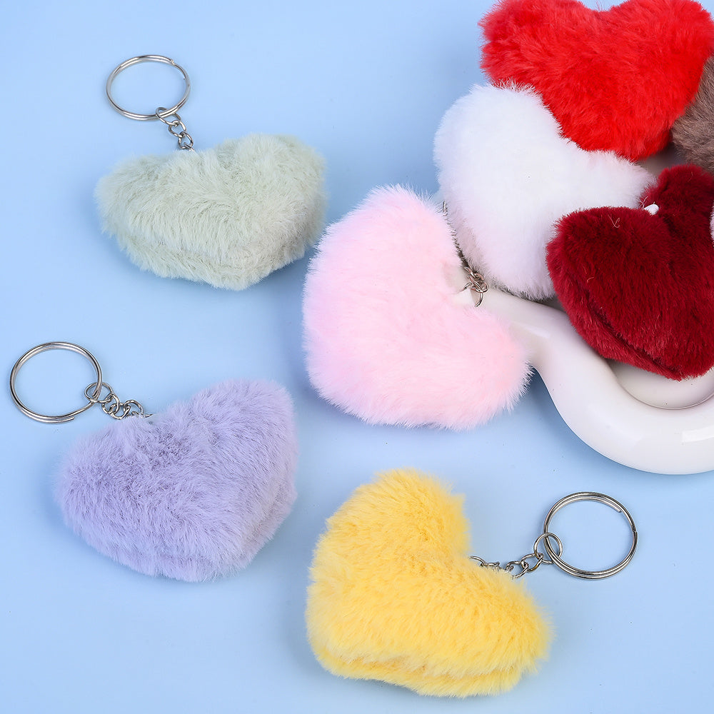 Pink Plush Peach Heart Keychain DIY Kit