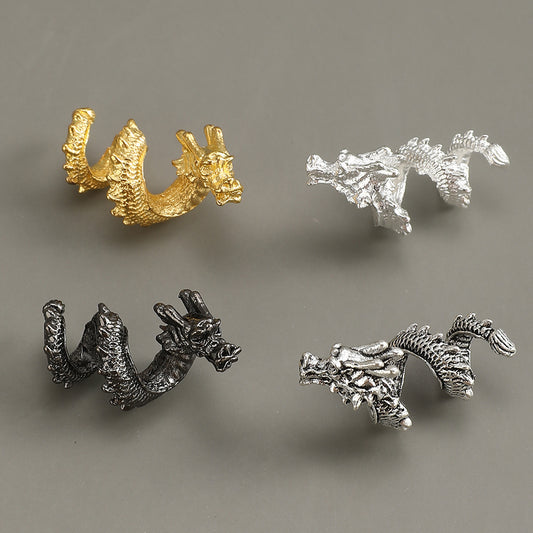 5pcs 14x26mm Ancient Silvery Dragon Shaped Alloy Beads