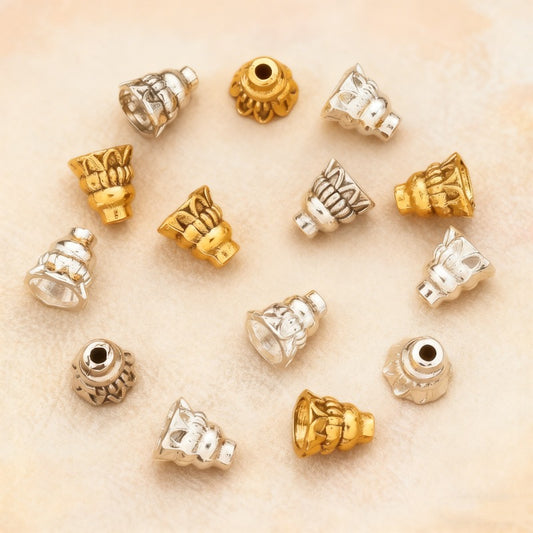 50pcs 7x8mm Tibetan Silver Flower Cap Alloy Beads