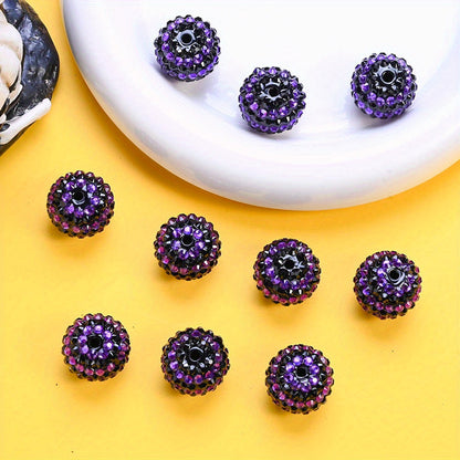 Black Purple Resin Round Beads