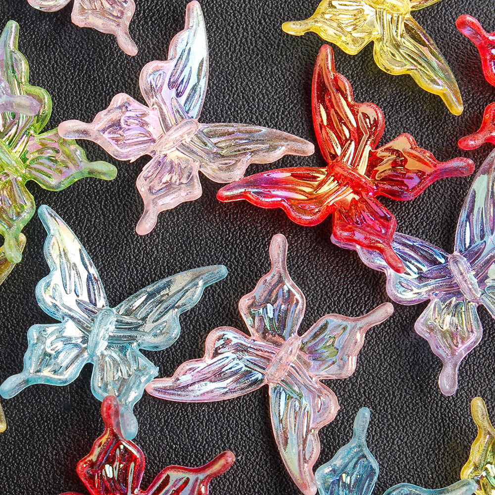 30pcs/set 25mm Transparent Butterfly Acrylic Beads