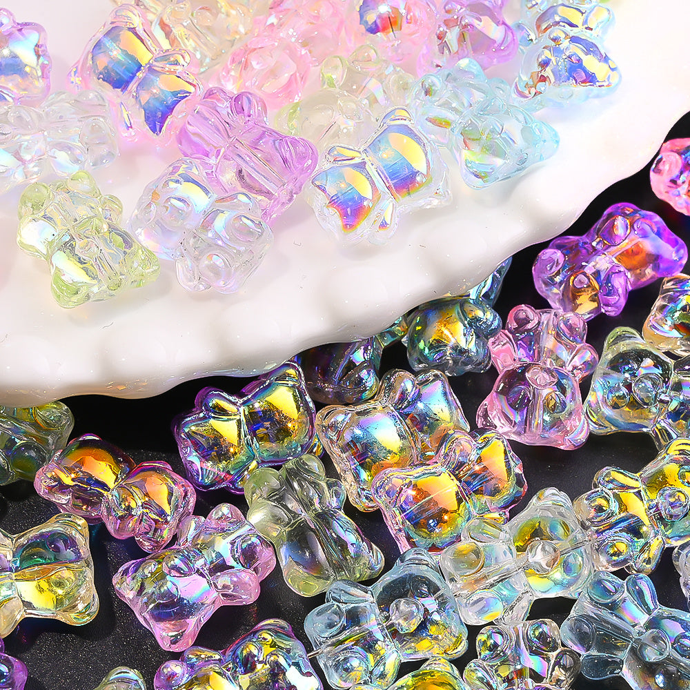 Transparent AB Bear Glass Beads