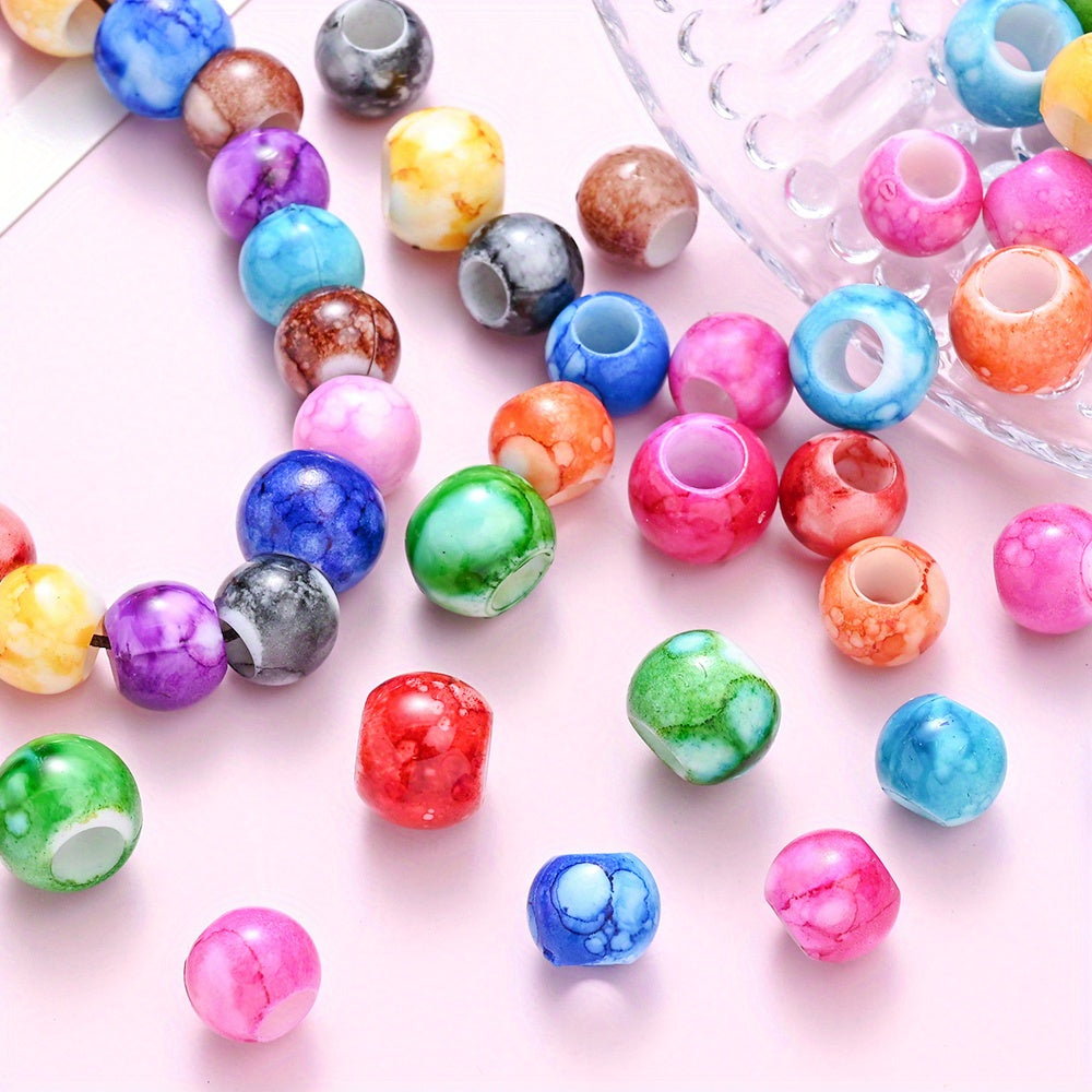 10/12mm Mixed Color Acrylic Large Hole Round Beads