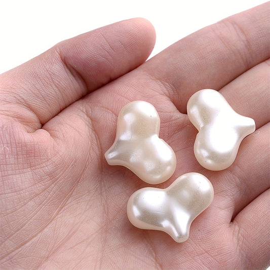 20PCS White Heart-Shaped Imitation Pearl Bead Set