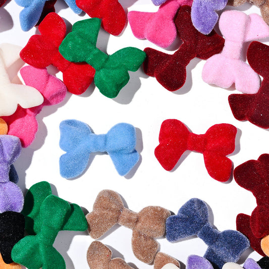 Flocked Bow Resin Beads