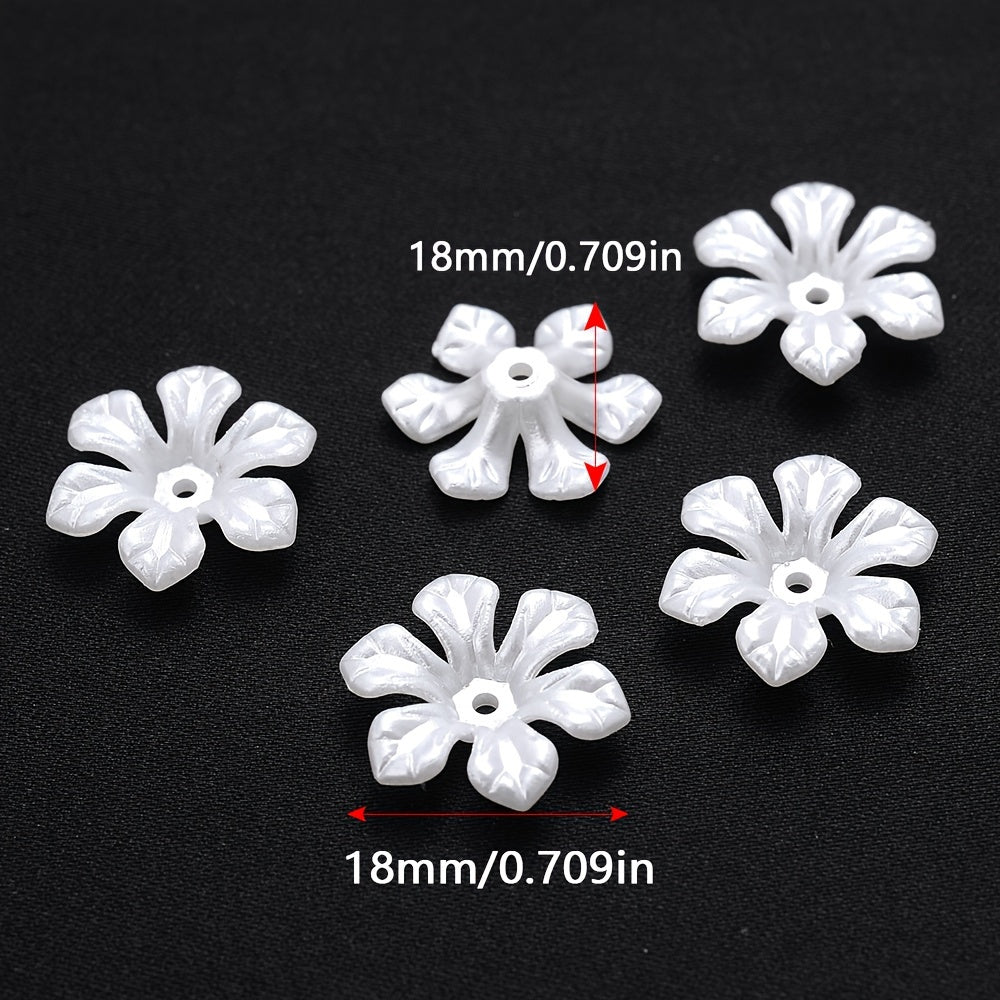 100PCS White Flower-Shaped Acrylic Bead Set