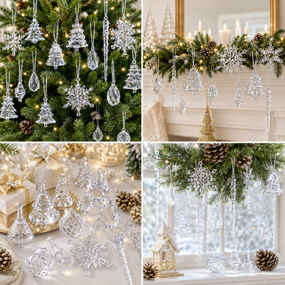35-Piece Clear Acrylic Christmas Hanging Decorations