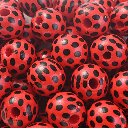 10PCS 16mm Animal Print Round Wooden Bead Set